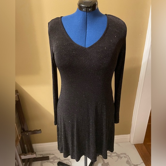 Vintage Sparkly  a.b.s Evening Collection Little Black Dress / Stretchy Size M - Picture 1 of 7